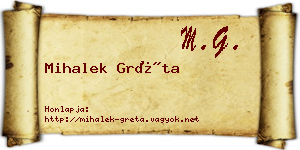 Mihalek Gréta névjegykártya